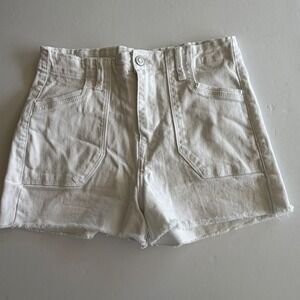 Kensie Jeans Vintage Luxe White High Rise Patch Pocket Denim Shorts Size 6/28
